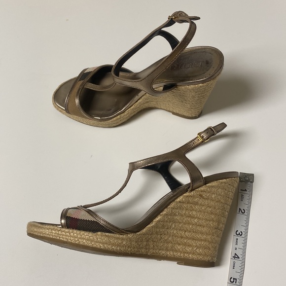 Burberry House Check Pattern Canvas Espadrille Wedge Heels - Picture 8 of 16
